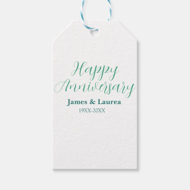 Happy anniversary wedding name date year simple mi presentetikett (Framsidan)