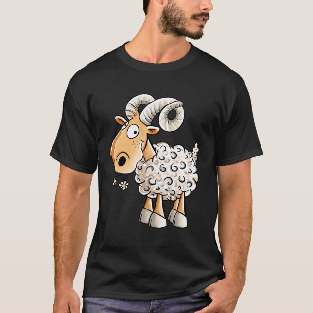 Happy Aries Sheep Zodiac Sign For Aries T Shirt (Framsida)
