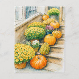 Happy Autumn Thanksgiving Pumpkin Postcard Vykort