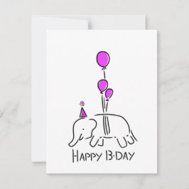 Happy b day olifant rose julkort