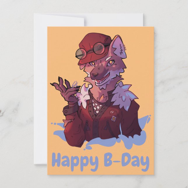 Happy B-Day wolf Julkort (Framsida)
