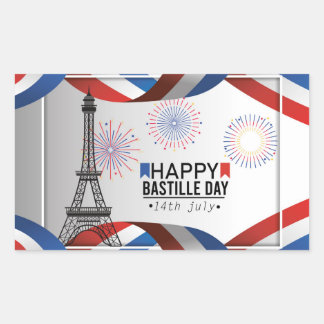 Happy Bastille Day - 14th July Rektangulärt Klistermärke