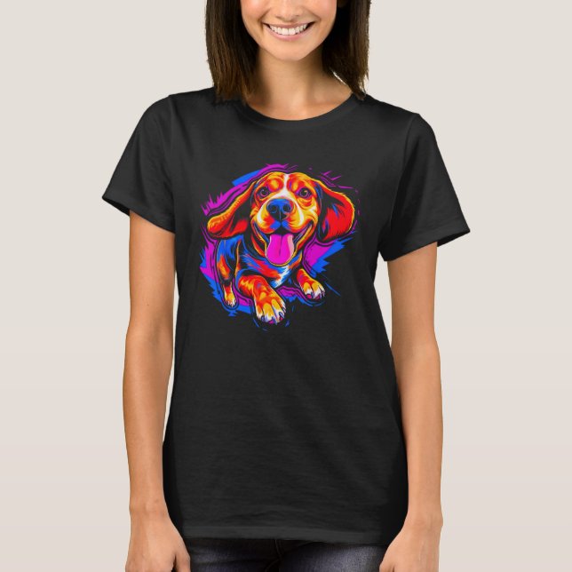 Happy Beagle Dog T Shirt (Framsida)