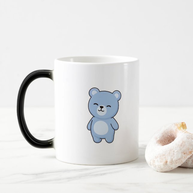Happy Bear Minimal Kawaii Style Magisk Mugg (Med munk)