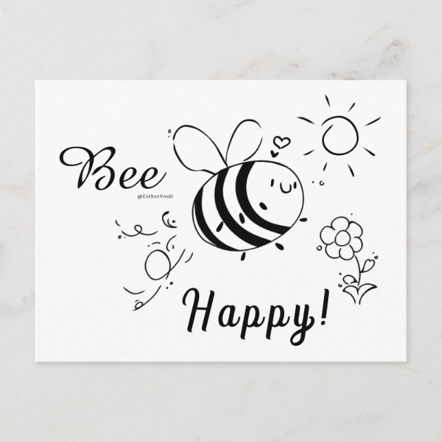 Happy Bee Postcard Vykort (Framsida)