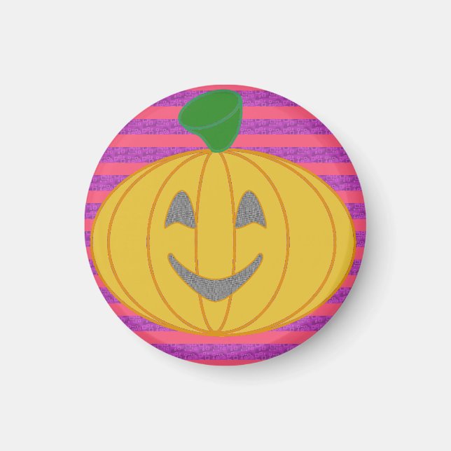 Happy Big Modern Orange Cheerful Pumpkin  Magnet (Framsidan)