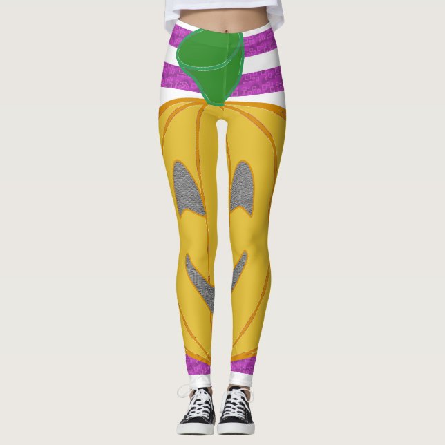 Happy Big Modern Orange Pumpkin Leggings (Framsida)