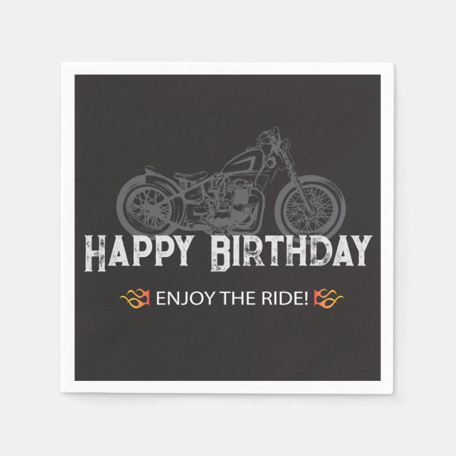 Happy Biker Birthday Motorcycle Rider Pappersservett (Framsidan)
