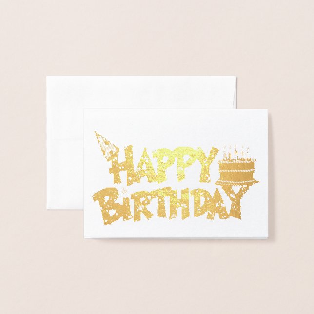 Happy Birtday Tarta Folierat Kort (Framsida med kuvert)