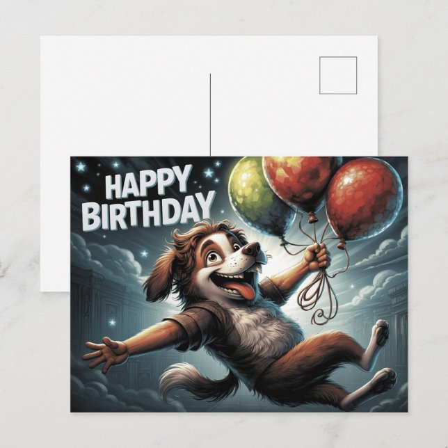 Happy Birthday 2026 Postcards Dog -3 Vykort (Fram/baksida)