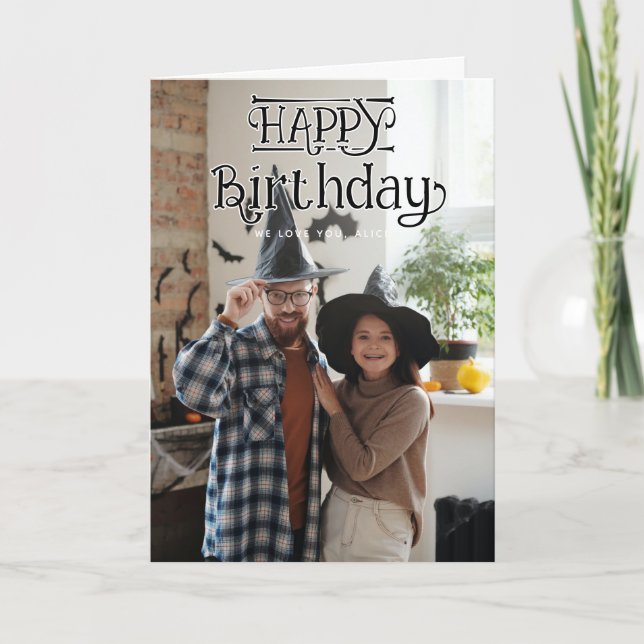 Happy Birthday 3 Photo Folded Greeting Card Kort (Framsida)