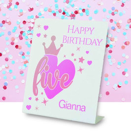 Happy Birthday #5 party Pedestal Sign