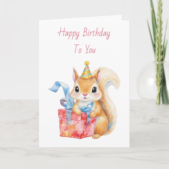 Happy Birthday | Adorable  Squirrel Card Kort (Framsida)