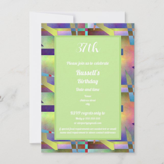 Happy Birthday Adult Any Age Abstract Pattern Inbjudningar (Framsida)