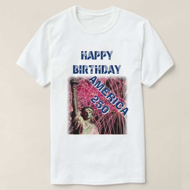 Happy Birthday America 250 Stars Stripes Blue  T Shirt (Design framsida)