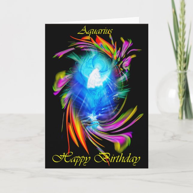 Happy Birthday Aquarius - Wassermann Kort (Framsida)