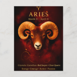 Happy Birthday Aries | Birthstone Post Card  Vykort