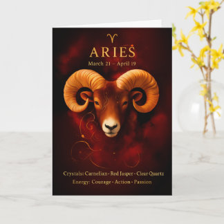 Happy Birthday Aries | Carnelian Birthstone Card  Kort