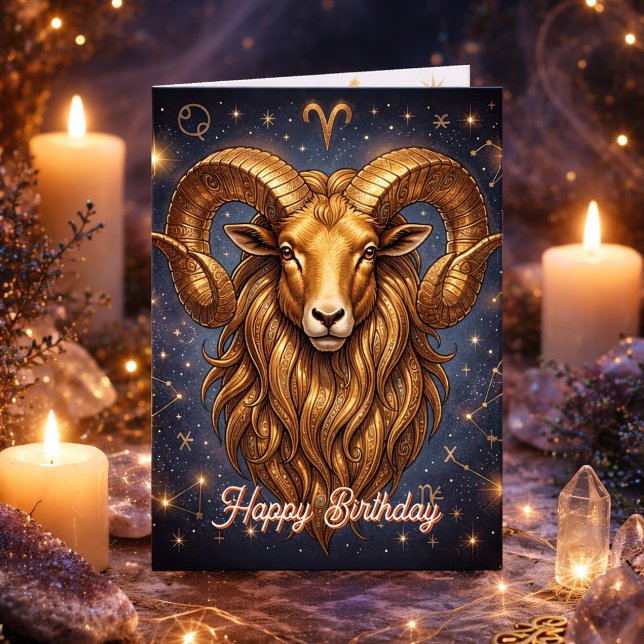 Happy Birthday Aries | Horoscope Astrlogy Kort (Skapare uppladdad)