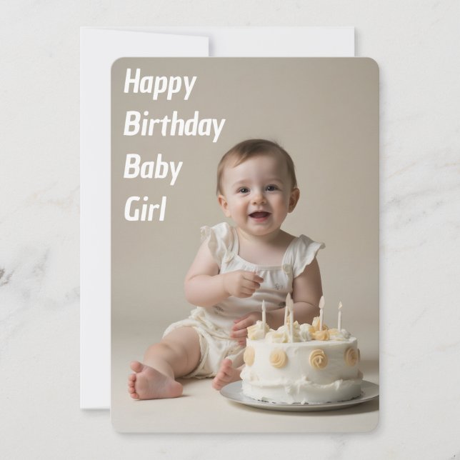 Happy Birthday Baby Girl - Downloadable Inbjudningar (Framsida)