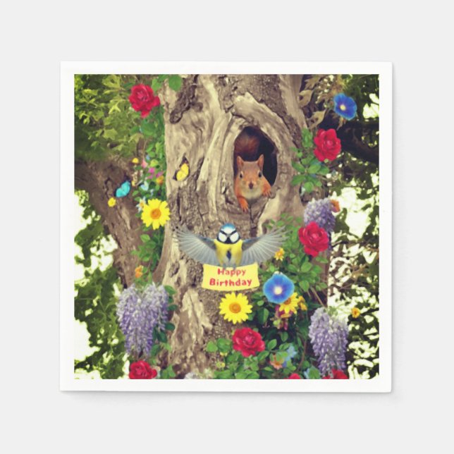 Happy Birthday Beautiful Nature Paper Napkins  Pappersservett (Framsidan)