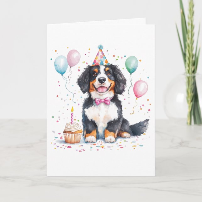 Happy Birthday Bernese Mountain Dog Kort (Framsida)