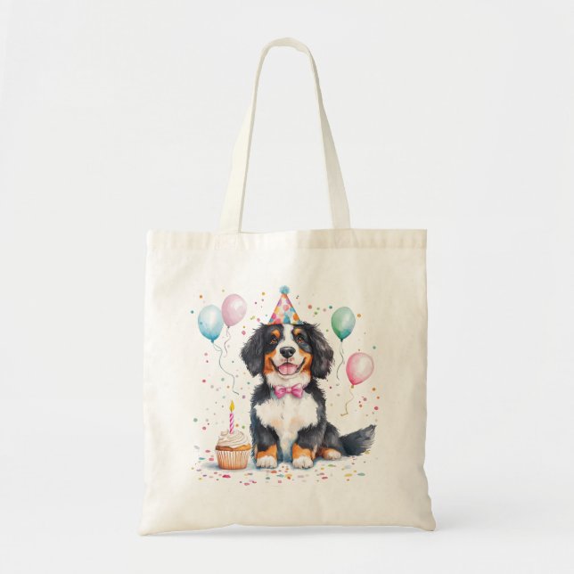 Happy Birthday Bernese Mountain Dog Tygkasse (Framsidan)