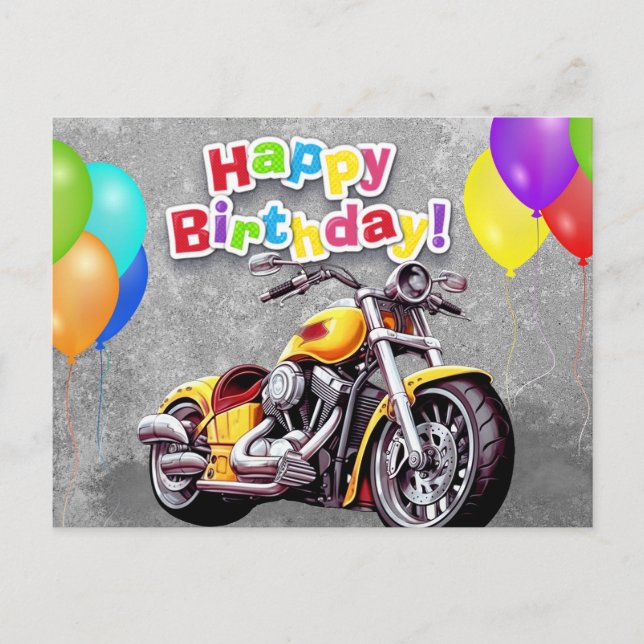 Happy birthday! biker vykort (Framsida)