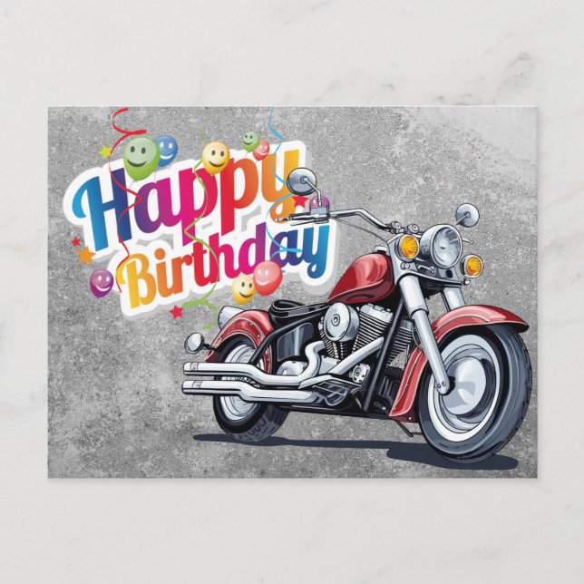 Happy birthday! biker vykort (Framsida)
