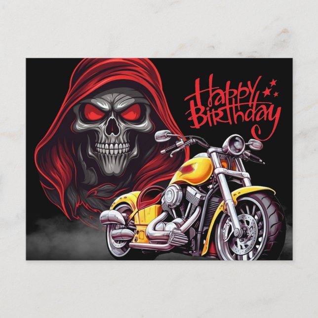Happy birthday! biker vykort (Framsida)