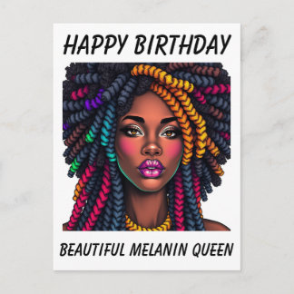 Happy Birthday black melanin woman birthday card Vykort