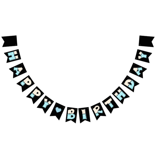 Happy Birthday Blau Beige Vimplar (Alla)