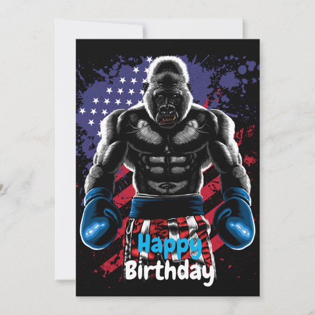 Happy Birthday boxer gorilla Inbjudningar (Framsida)