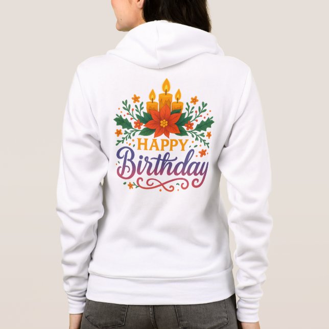 Happy Birthday Candle Adult Zip-Up Hoodie T Shirt (Baksida)