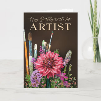 Happy Birthday Canvas Artist Painter Card Kort