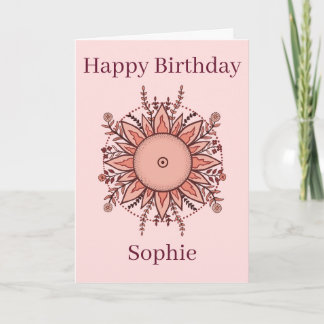 Happy Birthday Card Floral Sun Pink Kort