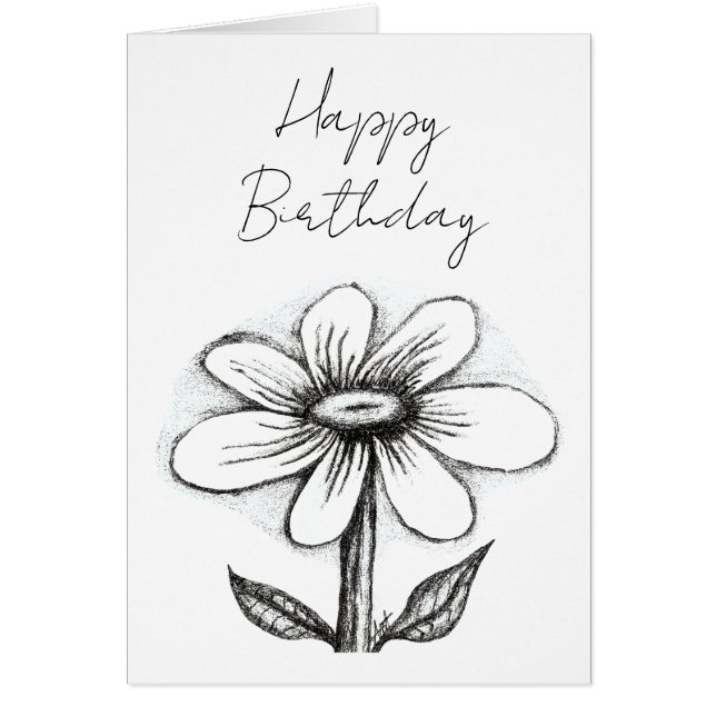 Happy Birthday card for her with daisy OBS Kort (Framsidan)