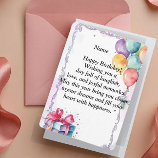  Happy Birthday Card - Joyful Wishes, Balloons & C Inbjudningar