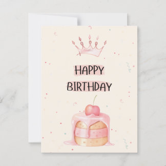 Happy Birthday Card with Cake Vykort