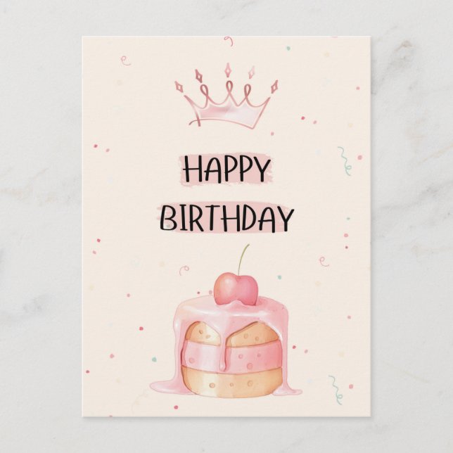 Happy Birthday Card with Cake Vykort (Framsida)