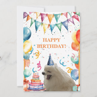 Happy Birthday Card With Pup, Cake, and Balloons Tack Kort