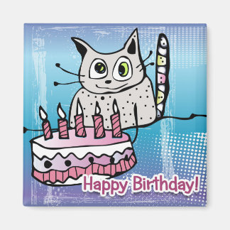 Happy Birthday Cat - Magnet