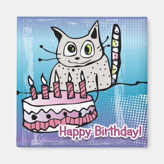 Happy Birthday Cat - Magnet (Framsidan)