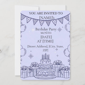 Happy Birthday Celebration Line Art – Tiered Cake Inbjudningar