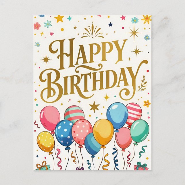 Happy Birthday Celebration Vykort (Framsida)