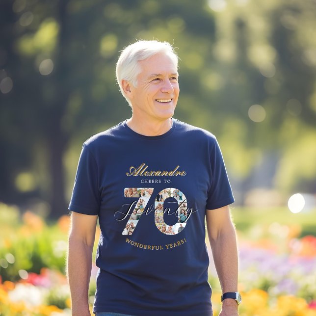  Happy Birthday Cheers To 70 Years Photo Collage T Shirt (Happy Birthday Cheers To 70 Years Photo Collage T-Shirt)