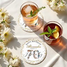  Happy Birthday Cheers To 70 Years Photo Collage Underlägg Papper Rund