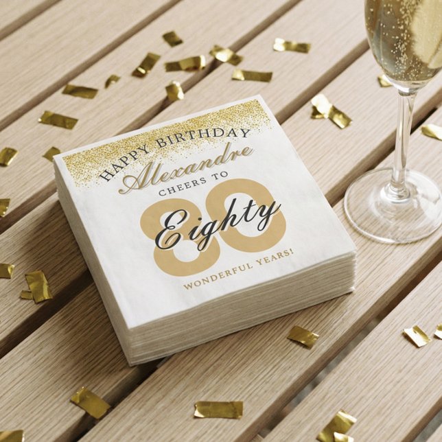 Happy Birthday Cheers To 80 Years Celebration Pappersservett (Happy Birthday Cheers To 80 Years Celebration Napkins)