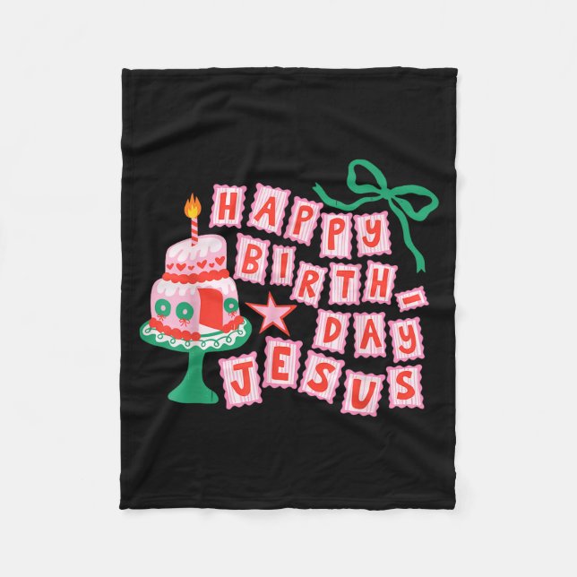 Happy Birthday Christian Jesus Christmas Preppy Bd Fleecefilt (Framsidan)