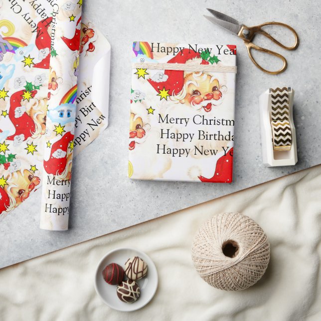 Happy Birthday Christmas Unicorn Wrapping Paper Presentpapper (Hantverk)